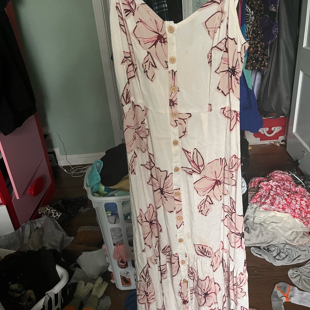 Pink Spaghetti Strap Sleeveless Maxi Sundress